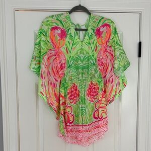 Lilly Pulitzer Mia Romper in Tiki Pink Flamingo Engineered Romper Size XXS. NWT